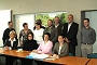 Le groupe des �lus qu�b�cois dans les locaux du Pays de G�tine avec son pr�sident, Gilbert Favreau, et la repr�sentante de la R�gion, Fran�oise B�ly